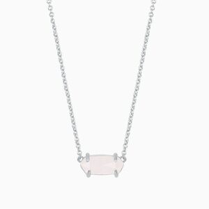 Kendra Scott Ever Necklace in Silver and Rose Quartz